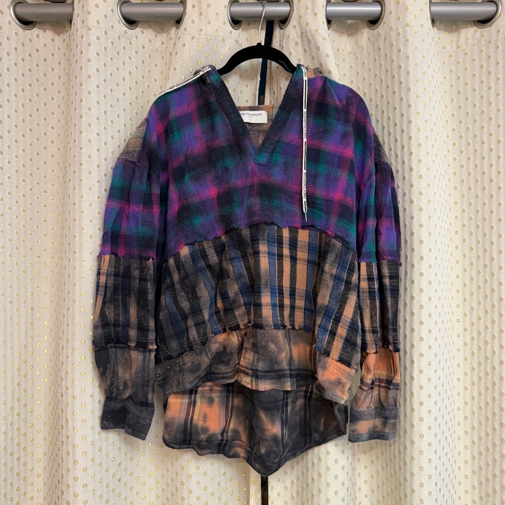 FP x OneTeaspoon Split Flannel Hooded Top